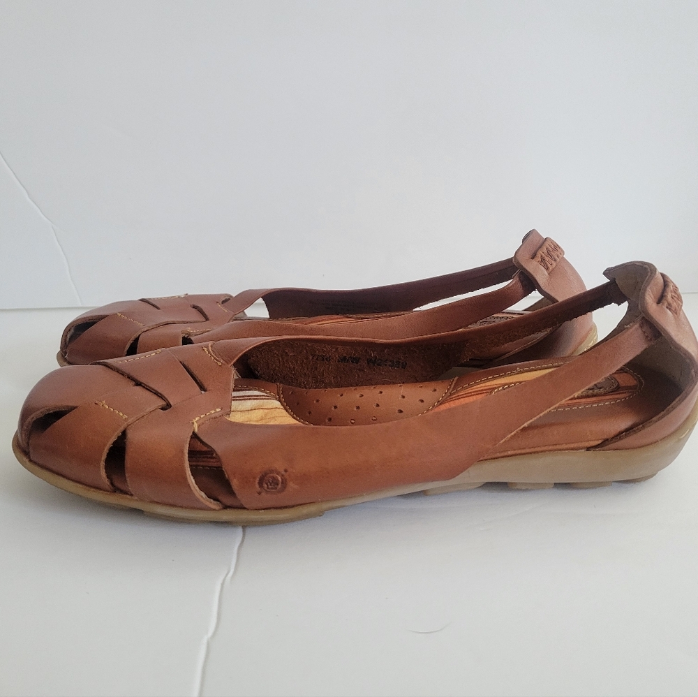 Born Tan Leather Slingback Sandals